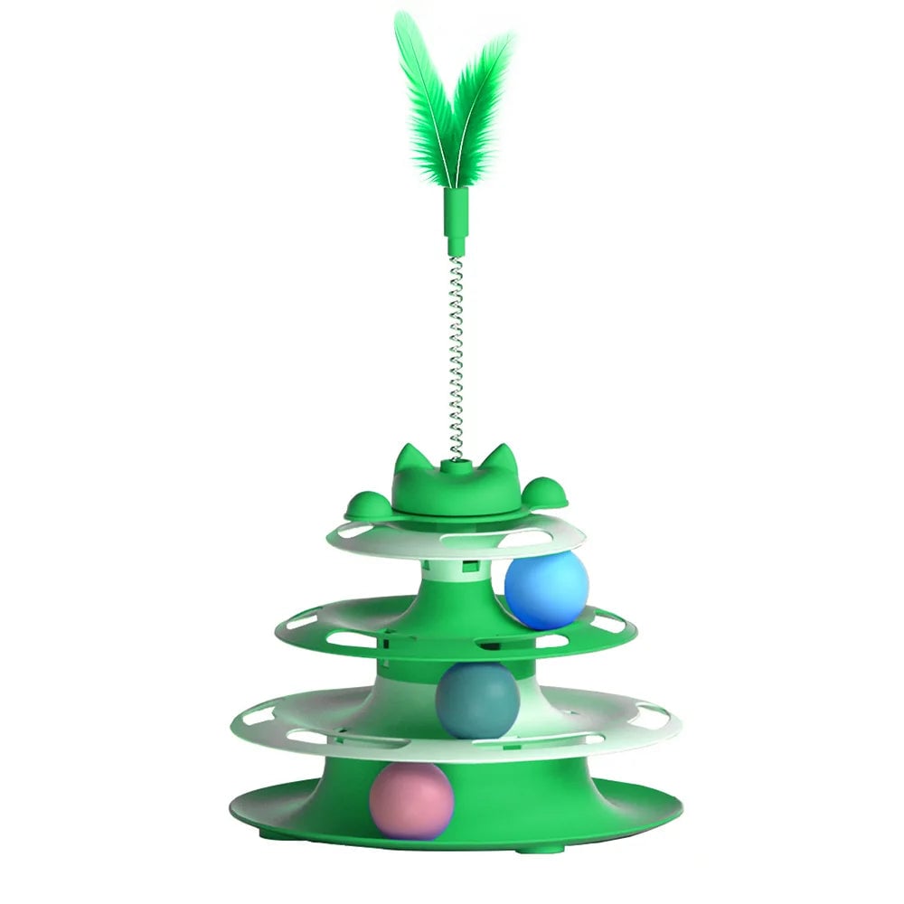 Interactive Cat Toy Set: Turntable, Teaser Wand & Balls for Cats