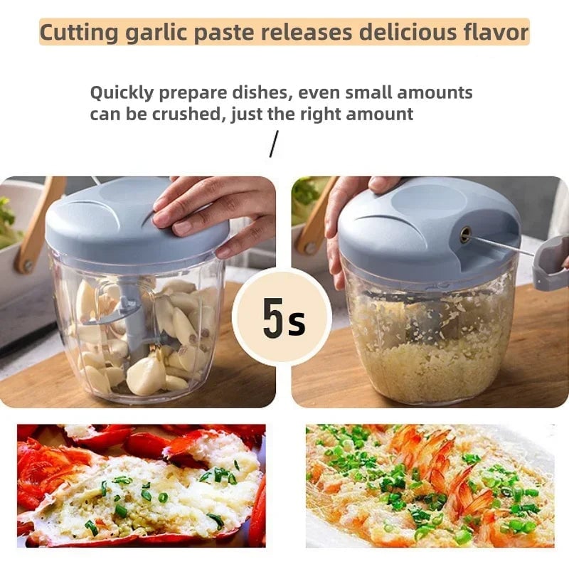 500ML Manual Meat Mincer Garlic Press Vegetable Food Chopper
