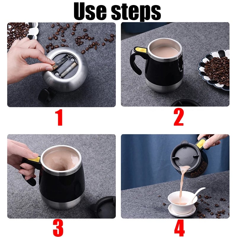 Electric Self Stirring Coffee Mug 450ml Stainless Steel Magnetic
