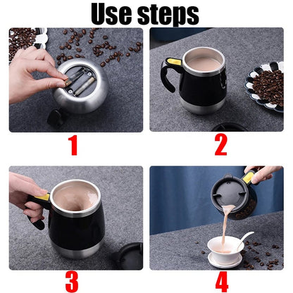 Electric Self Stirring Coffee Mug 450ml Stainless Steel Magnetic