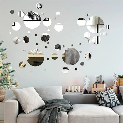 32Pcs 3D Round Acrylic Mirror Wall Stickers DIY Home Decor