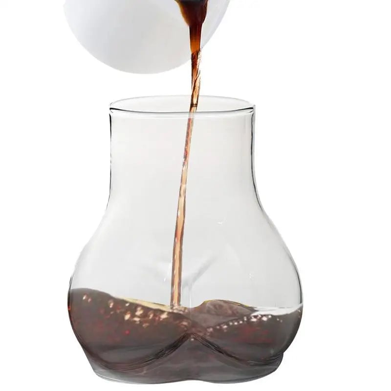 450ml Borosilicate Glass Butt Shaped Mug - Transparent Drinking Cup