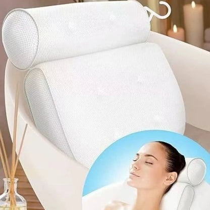 Transform your bath experience with premium air mesh bathtub pillows. Ergonomic neck and back support with secure suction cups. 2-pack for ultimate comfort.