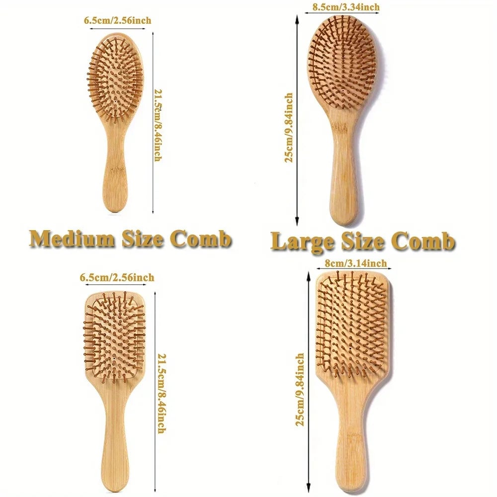 Natural Bamboo Paddle Comb Air Cushion Anti-Static Scalp Massage