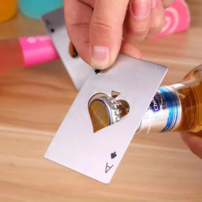 Stainless Steel Credit Card Bottle Opener - Spades Design