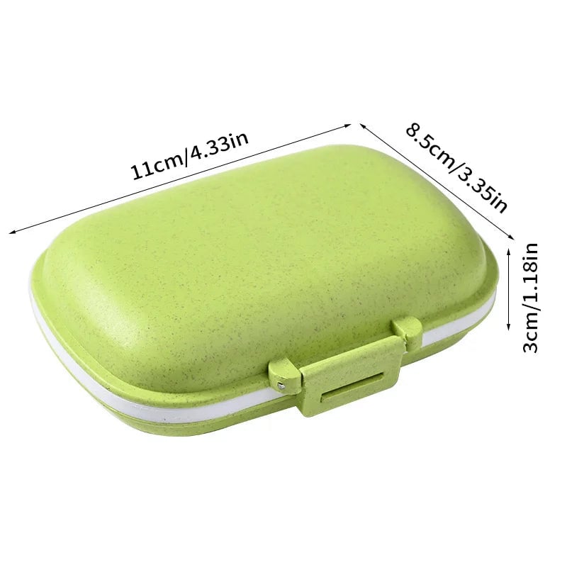 8 Grid Wheat Straw Pill Organizer with Seal Ring Travel Medicine Box