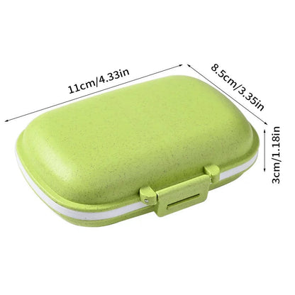 8 Grid Wheat Straw Pill Organizer with Seal Ring Travel Medicine Box