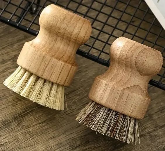 2pc Wooden Kitchen Dish Brush Set - Natural Sisal & Coconut Fiber