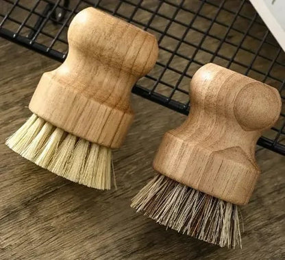 2pc Wooden Kitchen Dish Brush Set - Natural Sisal & Coconut Fiber