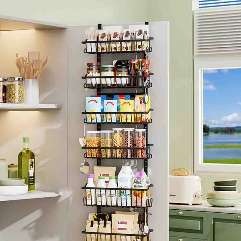 Iron Over-Door Multi-Layer Storage Basket Adjustable No-Drill Shelf