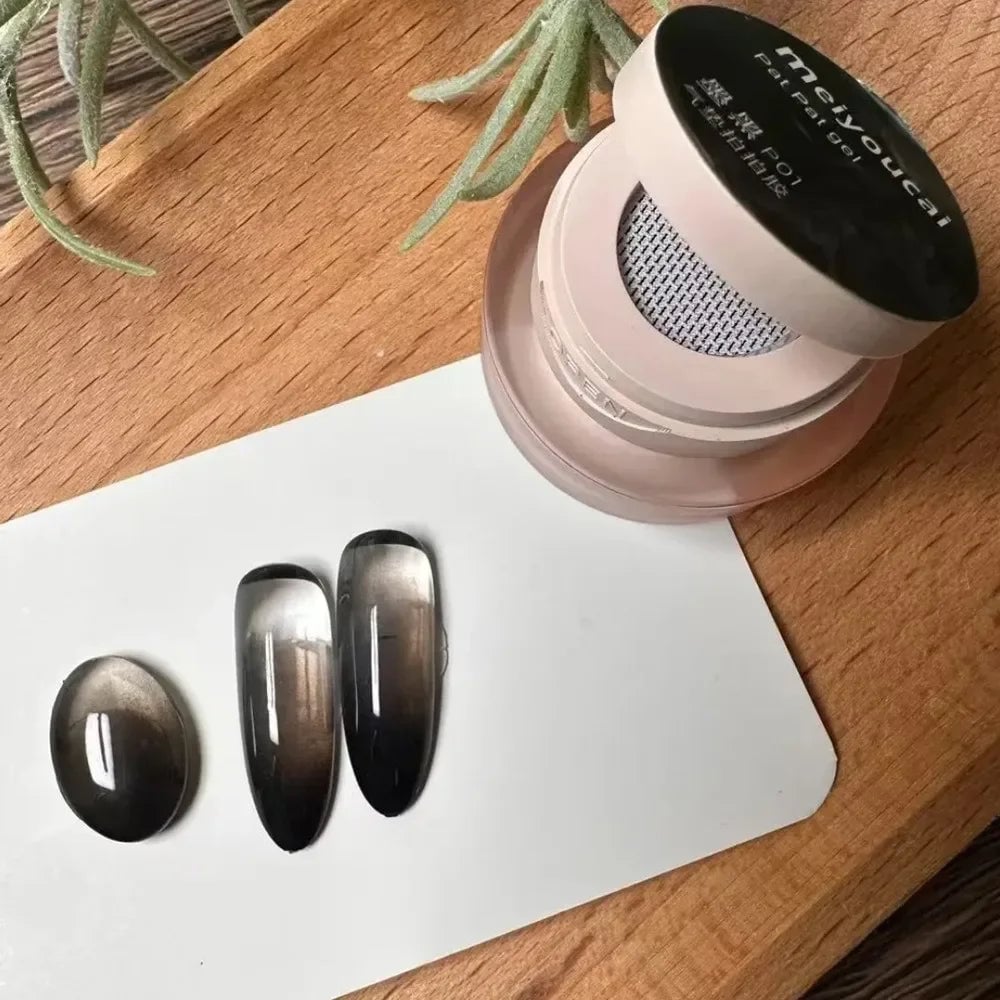 Cushion Patting Gel Polish - Ombre Black White Peach Gradient Nail Art