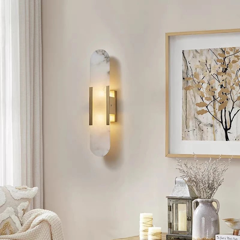Marble Wall Mount Bedside Lamp - Modern Bedroom Living Room Light
