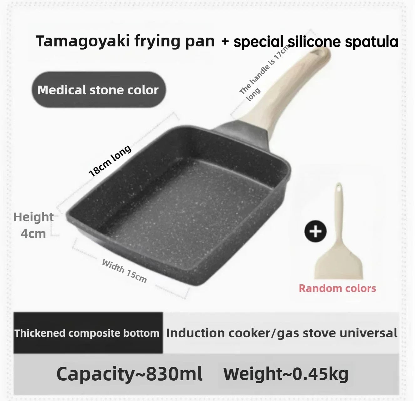 Rectangle Granite Stone Tamagoyaki Pan Nonstick Japanese Egg Frying