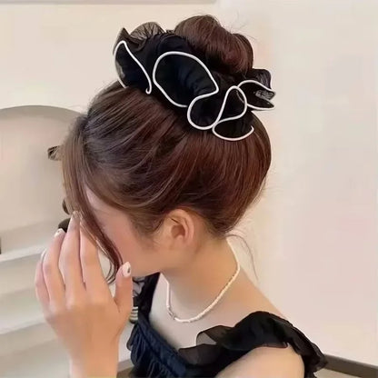Oversized Korean Retro Chiffon Scrunchie Hair Band Fashion Accessory