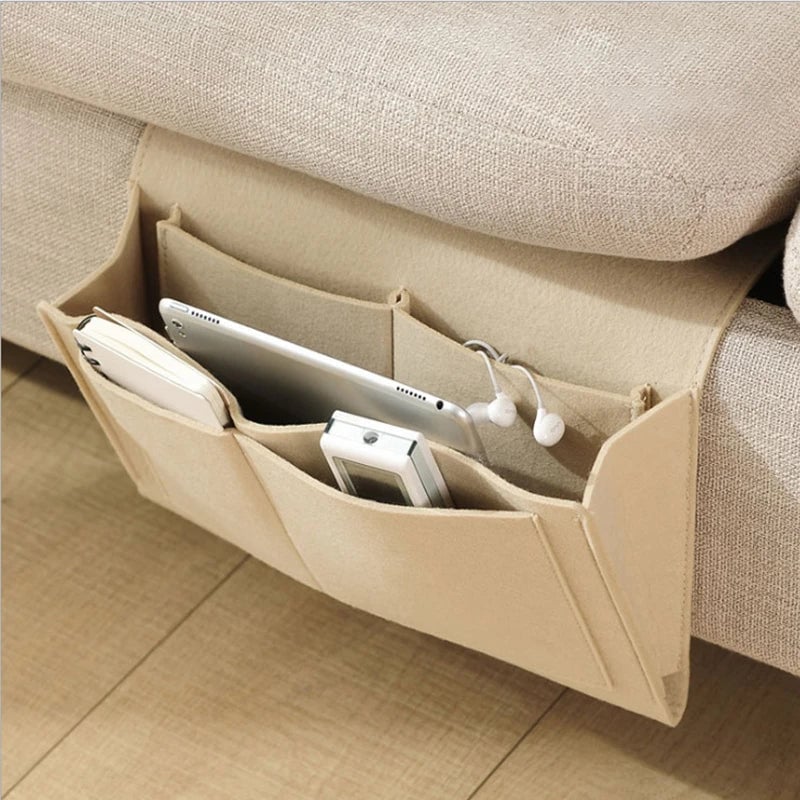 Felt Bedside Storage Caddy - Multi-Pocket Organizer for Remote TV