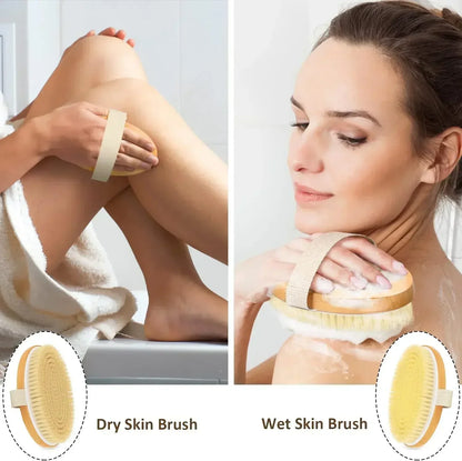 Natural Bristle Wooden Body Brush for Dry Skin Exfoliation