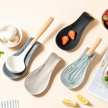 Heat-Resistant Silicone Kitchen Tray with Spatula & Spoon Set