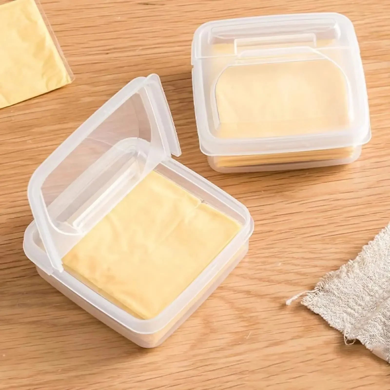 Clear Plastic Sliced Cheese Storage Container with Flip Lid Fridge