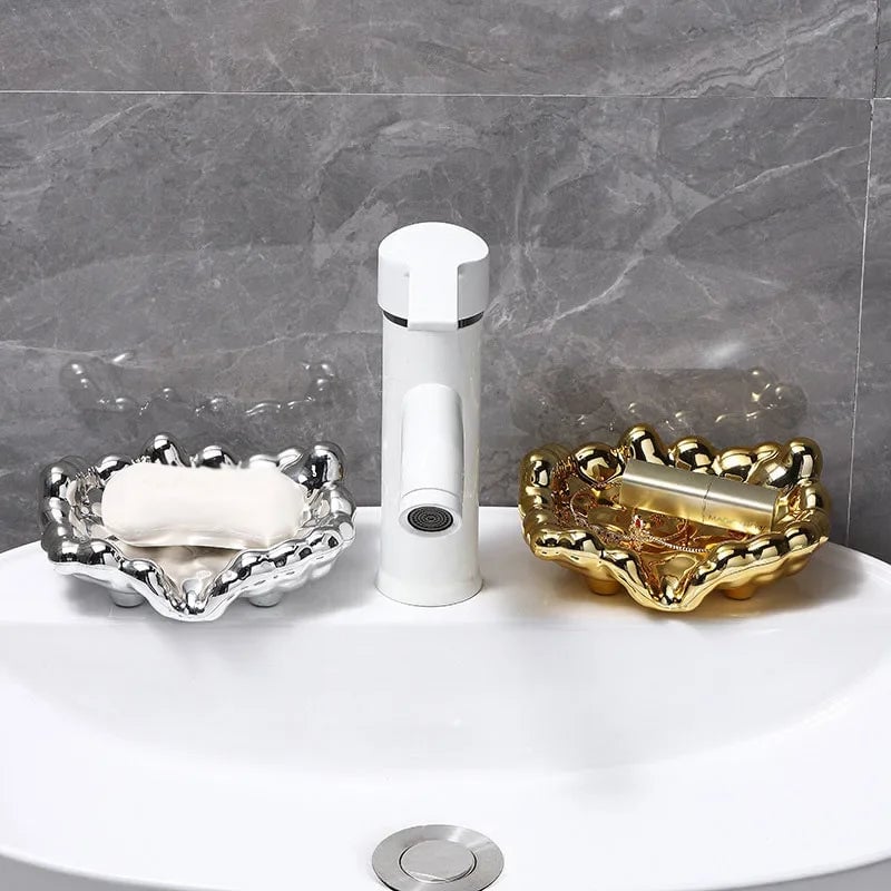 Cloud Shape Self-Draining Plastic Soap Dish - Bathroom Shower Tray