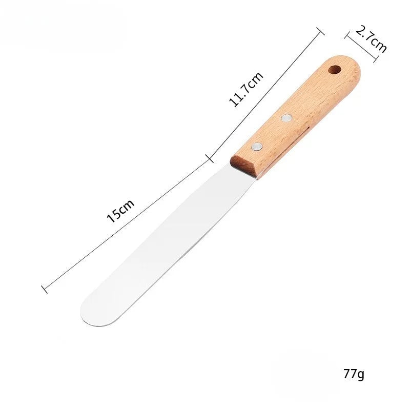 Stainless Steel Spatula with Wooden Handle - Teppanyaki Scraper