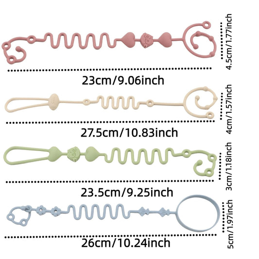 4 Adjustable Silicone Pacifier Chain Teether Toys Baby Beige