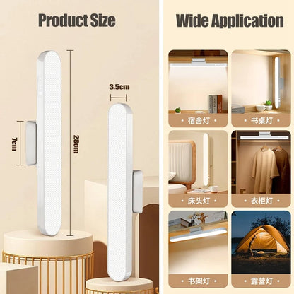 USB Rechargeable LED Desk Lamp Magnetic Dimmable 3 Color Reading Light