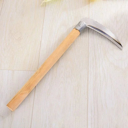 Long Handle Agricultural Sickle - Steel Blade Grass Cutting Tool