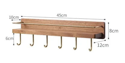 Wall Mounted Wooden Towel Rack Paper Holder Bathroom Storage Shelf