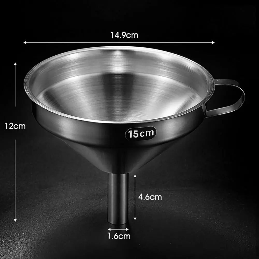 Wide Mouth Stainless Steel Funnel with Detachable Filter