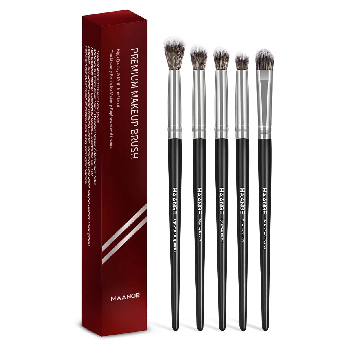 5-Piece Eye Makeup Brush Set - Soft Bristle Concealer & Eyeshadow