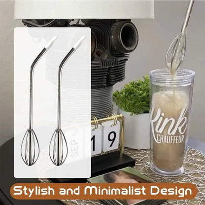 2-in-1 Whisk Straw Blender - Stainless Steel Reusable Mixing Straw