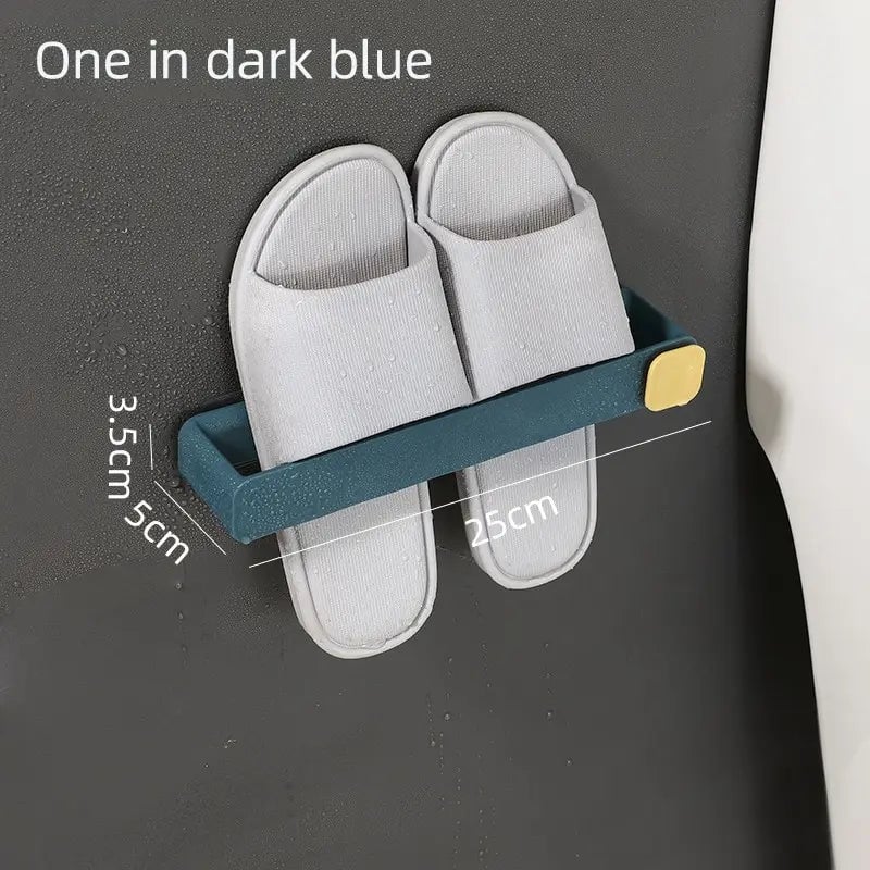 Wall Mounted Bathroom Slipper Shelf No Drill One Piece Shoe Rack
