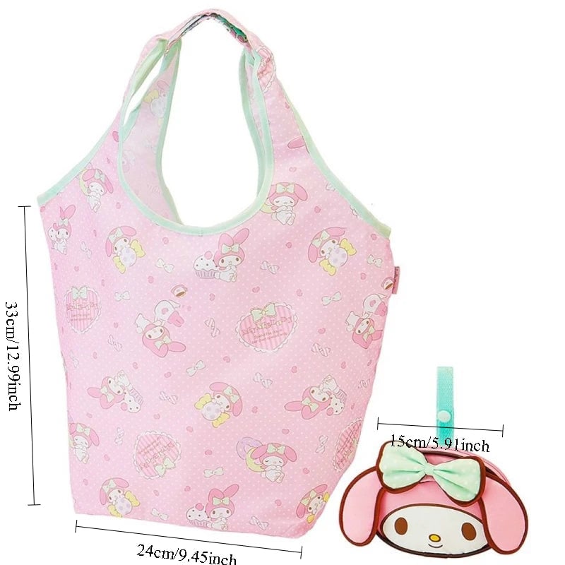 Hello Kitty Melody Foldable Reusable Shopping Bag Eco Grocery Tote