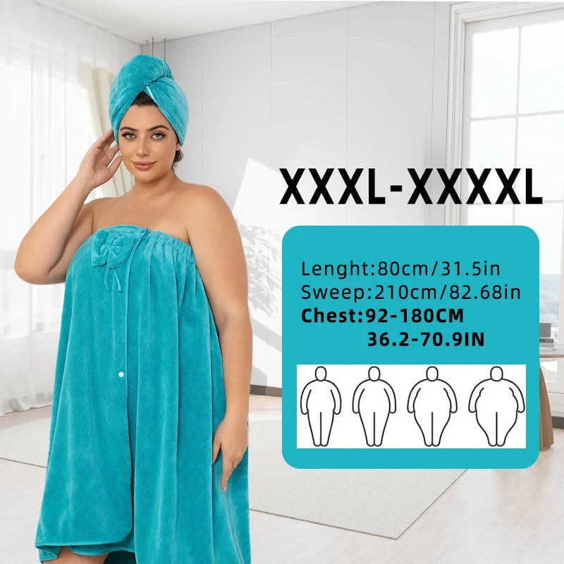 Super Absorbent Bath Towel Set with Wearable Skirt & Princess Cap