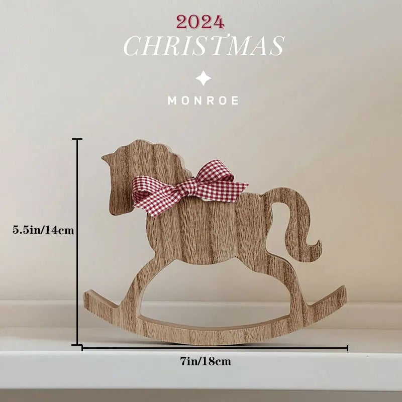 Small Wooden Horse Desktop Holiday Decoration - Festive Ornament