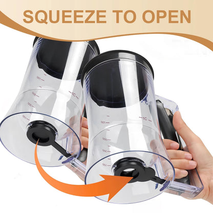 Handheld Batter Dispenser Measuring Cup with Funnel - Cake Mix Tool