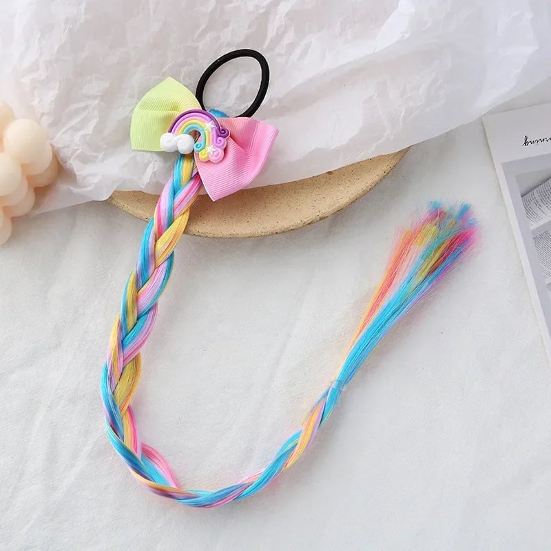 Girls Cartoon Bow Butterfly Braid Headband Ponytail Holder Set