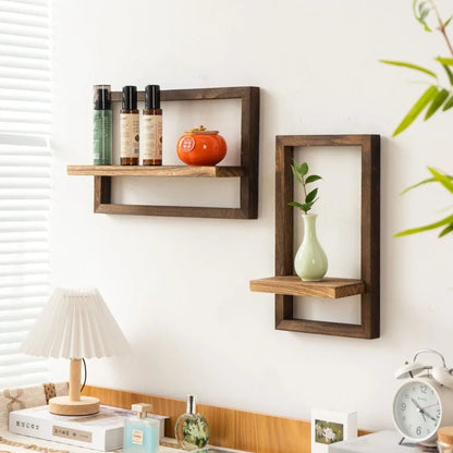 Rustic Wood Floating Wall Shelves - Farmhouse Storage for Bedroom