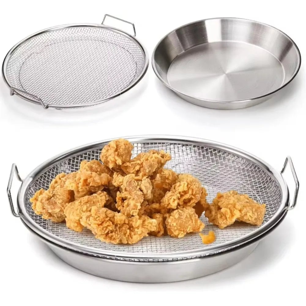 Heavy Duty Stainless Steel Frying Rack with Draining Tray - Foldable