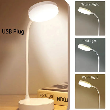 LED Desk Lamp 3-Level Dimmer USB Powered Eye-Care Warm White Light