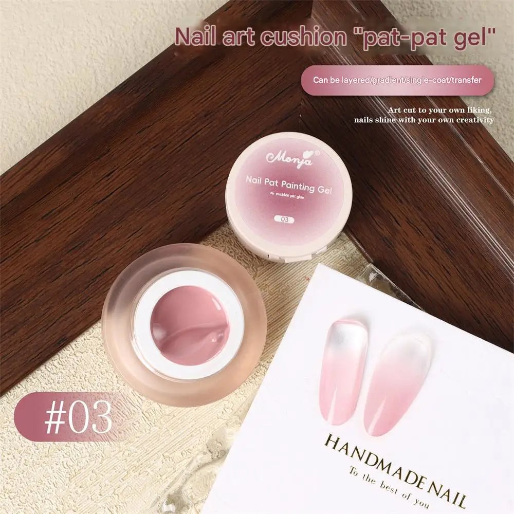 Cushion Patting Gel Polish - Ombre Black White Peach Gradient Nail Art