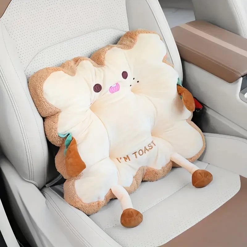 Toast-Shaped Washable Seat & Back Cushion Set Anti-Fatigue Pillow