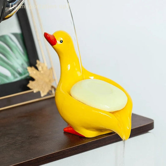 Self-Draining Duck Soap Tray - Creative Bathroom Kitchen Sink Rack