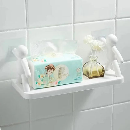 Self-Adhesive PP Bathroom Storage Rack Shampoo Shelf Organizer