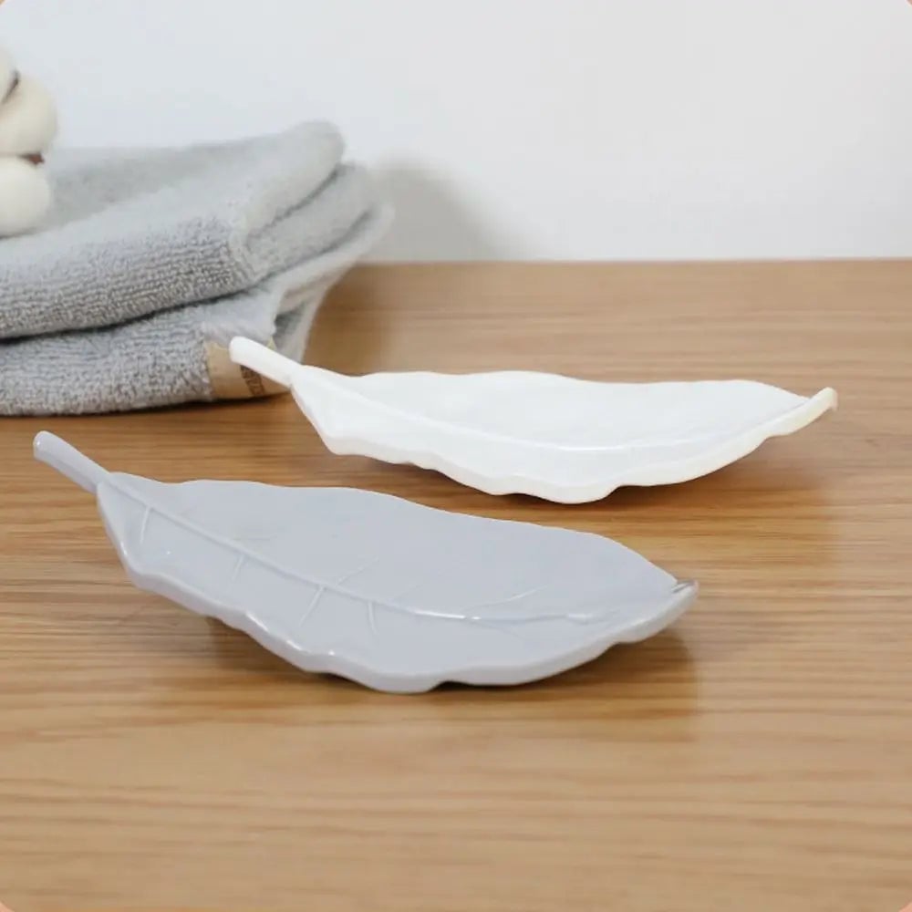 Leaf Shape Soap Dish Holder - Durable Bathroom Kitchen Organizer