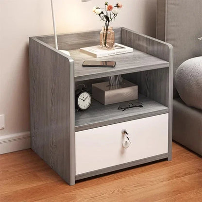 Nordic Modern Nightstand with Drawer - Wood Bedroom Storage Cabinet