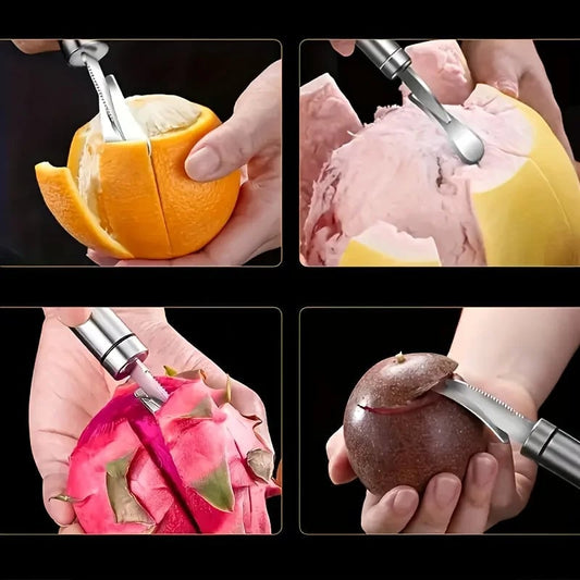 Stainless Steel Citrus Peeler Tool with Handle - Orange Lemon