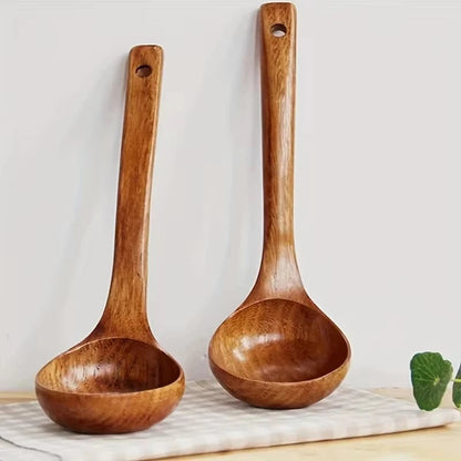 Non-Stick Wooden Cooking Spoon - Anti-Scalding Soup Ladle Kitchen