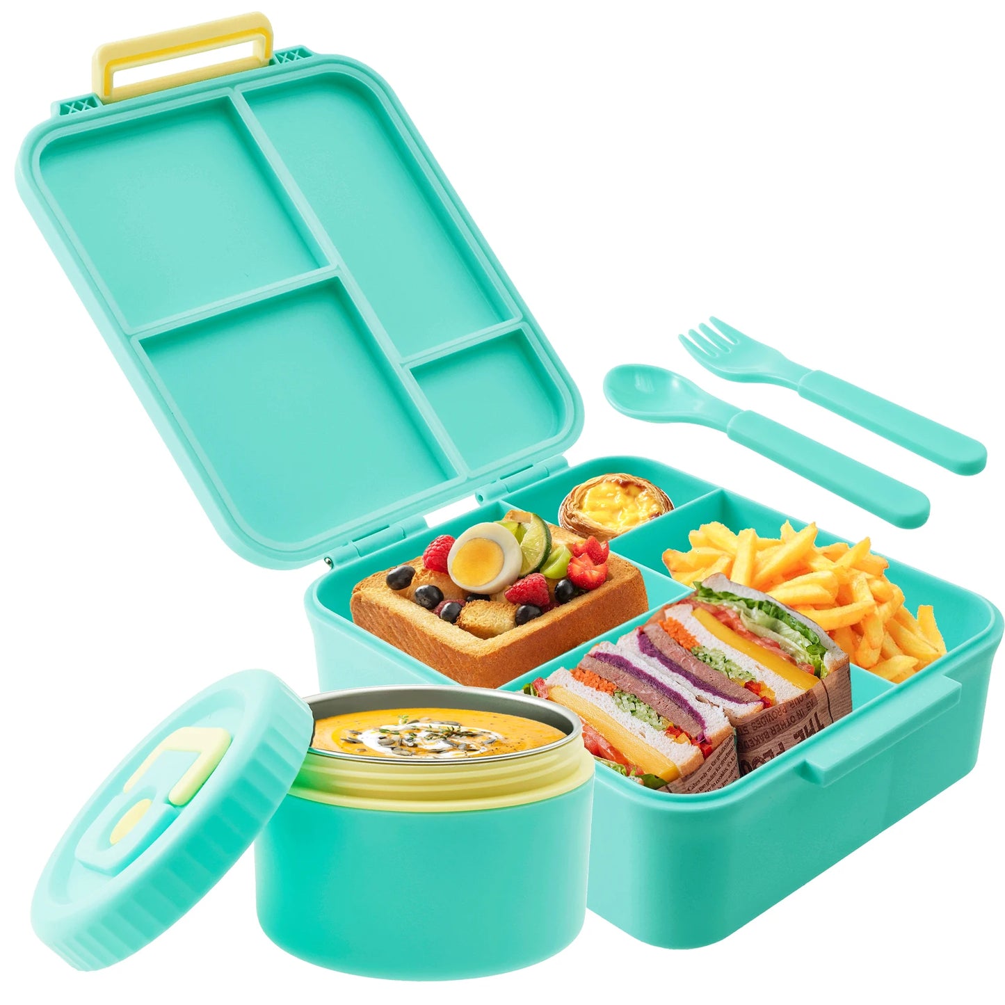 1700ml Sealed Lunch Box Set with Utensils & Soup Bowl Portable