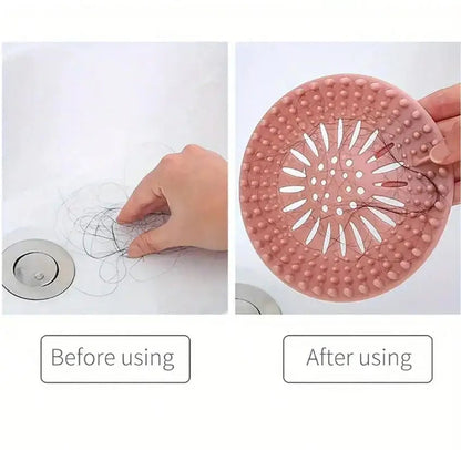 Silicone Hair Catcher Drain Cover with Suction Cup - Shower & Bath